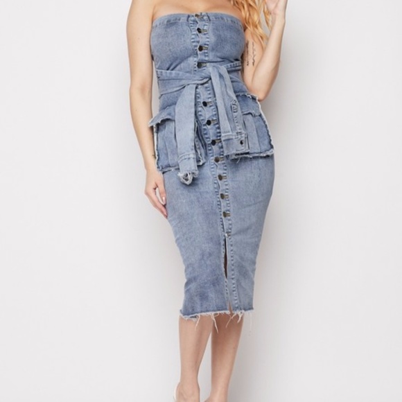 Denim dress, tie waist - Picture 4 of 4